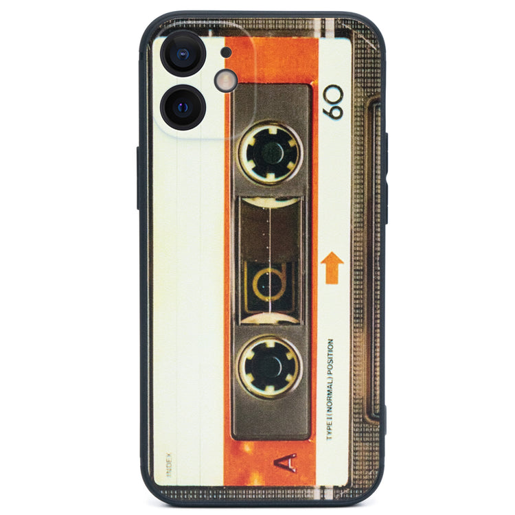 昭和 レトロ カセットテープ iPhone ケース ソフト 黒 ブラック