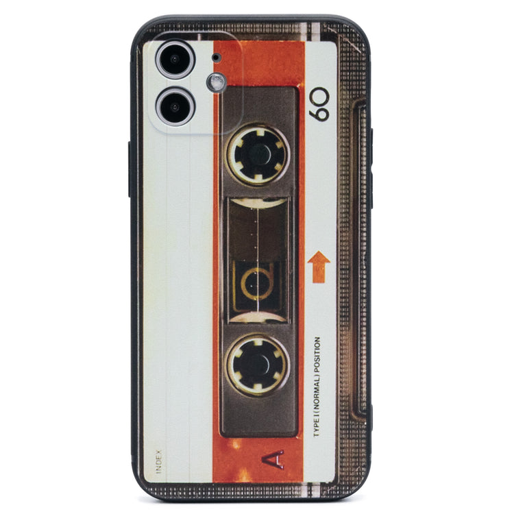 昭和 レトロ カセットテープ iPhone ケース ソフト 黒 ブラック