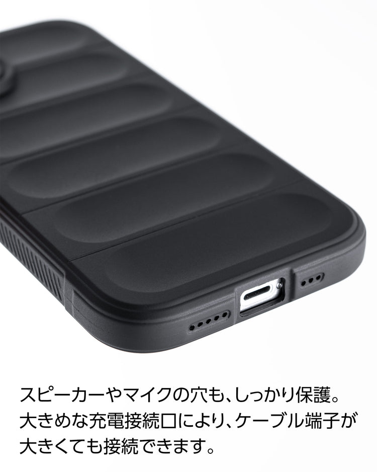 衝撃吸収 iPhone 14 ケース 滑りにくい グリップ 耐衝撃 凹凸 黒 マット ブラック