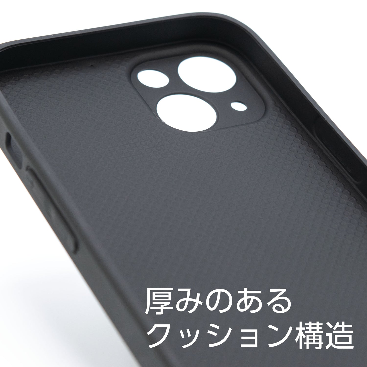 ZUKOU レザー(革)調 クッション構造 iPhone ケース 黒 ブラック