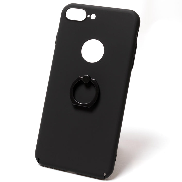 iPhone 7 Plus ケース リング 薄型 軽量 ハード すべらない 滑り止め つや消し ブラック 黒 (iPhone 8 Plus 装着可)