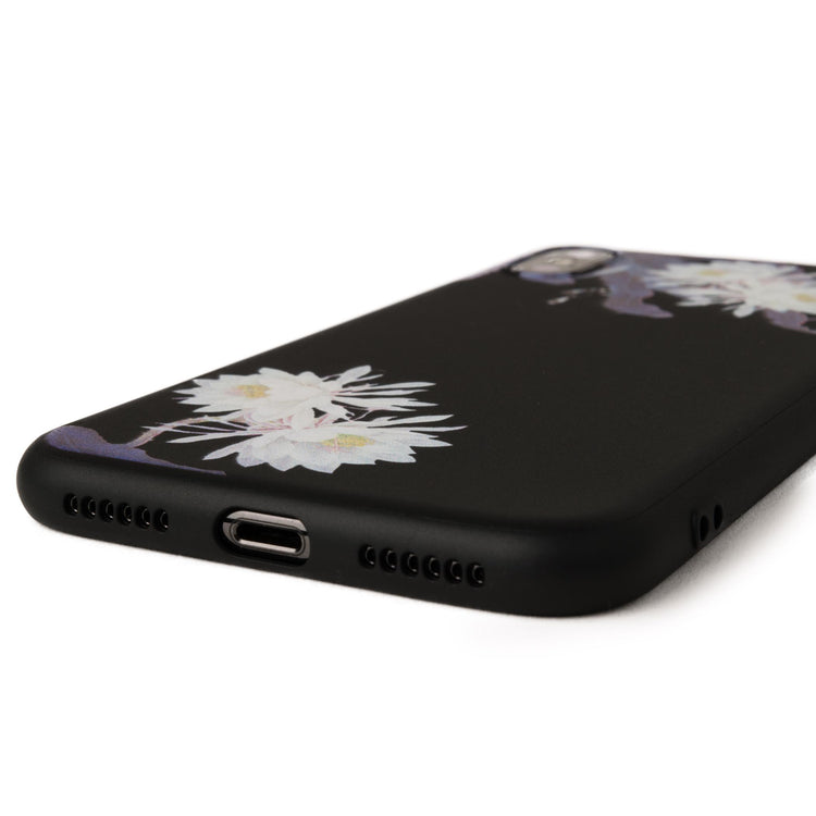 花柄 和風 iPhone X ケース 黒 ソフト